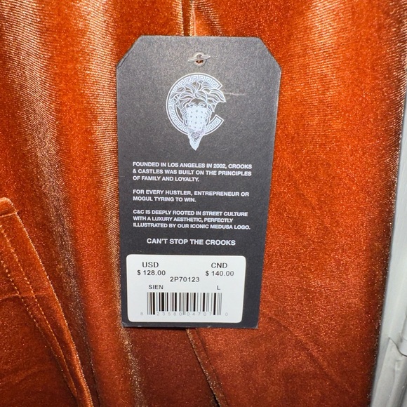 CROOKS & CASTLES Hoodie Men's Large Velvet Sweatshirt Brown Soft NWT - Picture 7 of 7